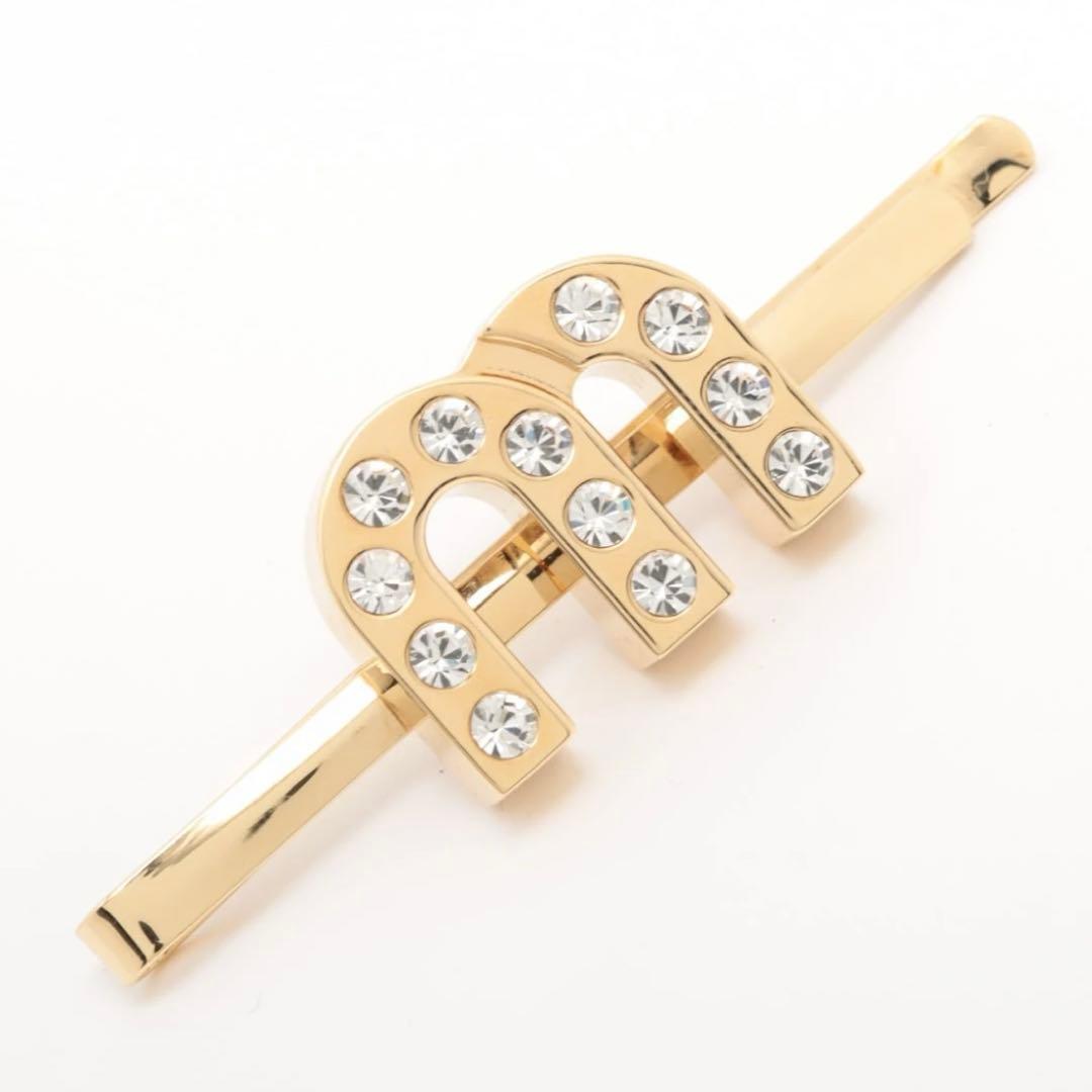 美品 miumiu ヘアピン ゴールドラインストーン