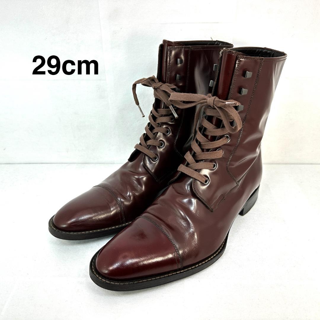 靴 GUCCI LACE UP BOOTS 44E us11 29cm Brown