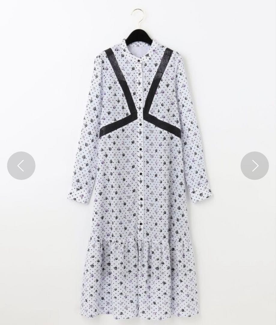 グレースコンチネンタル グラデーションドットワンピース ラベンダー 白 36