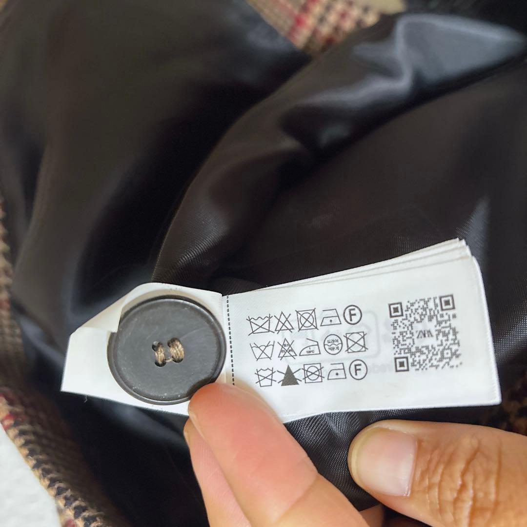 新品タグ付きzara zwコレクション ウール混紡チェック柄ブレザーコート