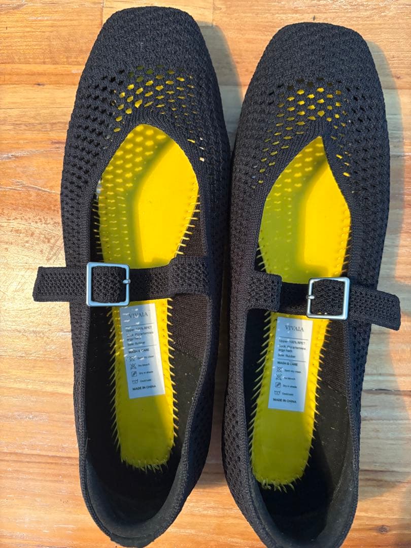 VIVAIA ブラック メッシュ フラットシューズ 38.5