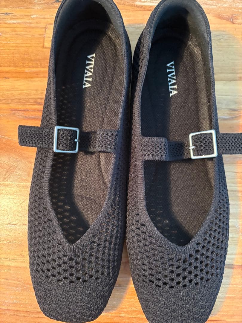 VIVAIA ブラック メッシュ フラットシューズ 38.5