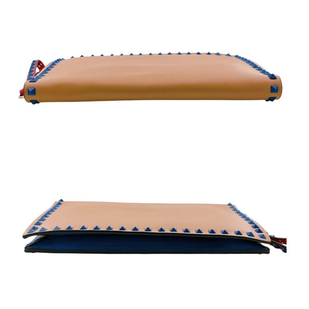 ヴァレンティノガラヴァーニ クラッチバッグ ブルー ロックスタッズ マルチカラー