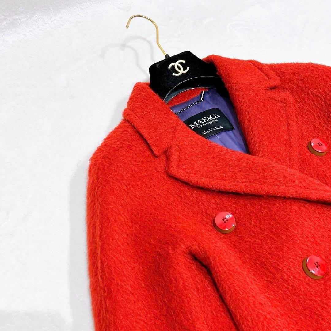 ほぼ未使用✨　マックスマーラ　ロング　コート　赤　40 ウール　アルパカ　モヘヤ