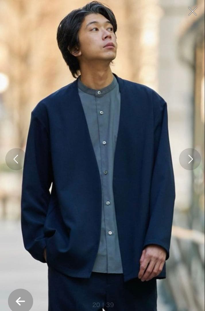 URBAN RESEARCH ノーカラージャケット+スラックス セットアップ　紺