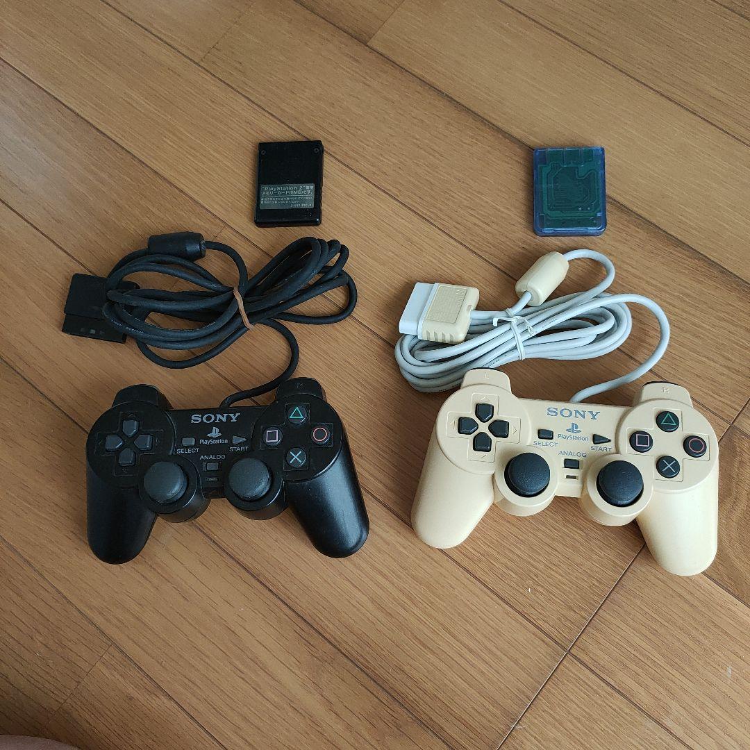 動作OK★PS2 本体 コントローラー2個セット プレステ２ メモリーカード付