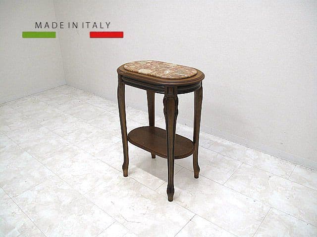 イタリア製 大理石トップ サイドテーブル 花台 W52cmD32ｃｍＨ75cm