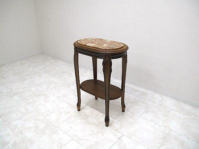 イタリア製 大理石トップ サイドテーブル 花台 W52cmD32ｃｍＨ75cm