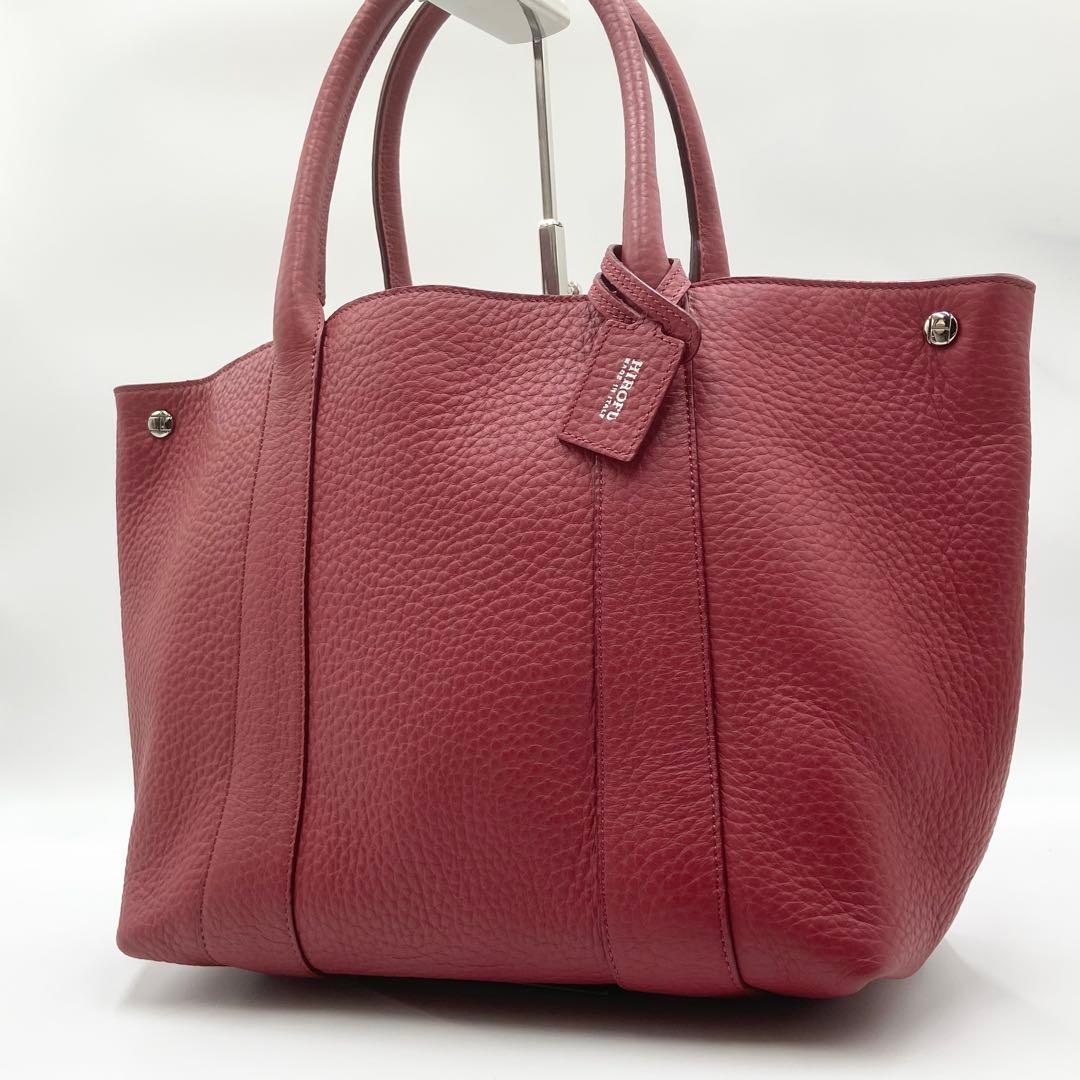 未使用級　HIROFU ヒロフ　クラッシカ　トートバッグ　オールレザー　レッド