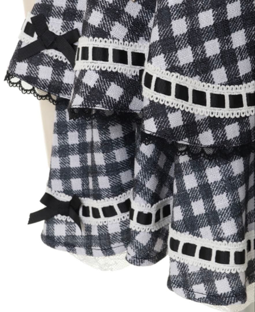 【新品 】 リズリサ はしごリボンギンガムティアードスカパン