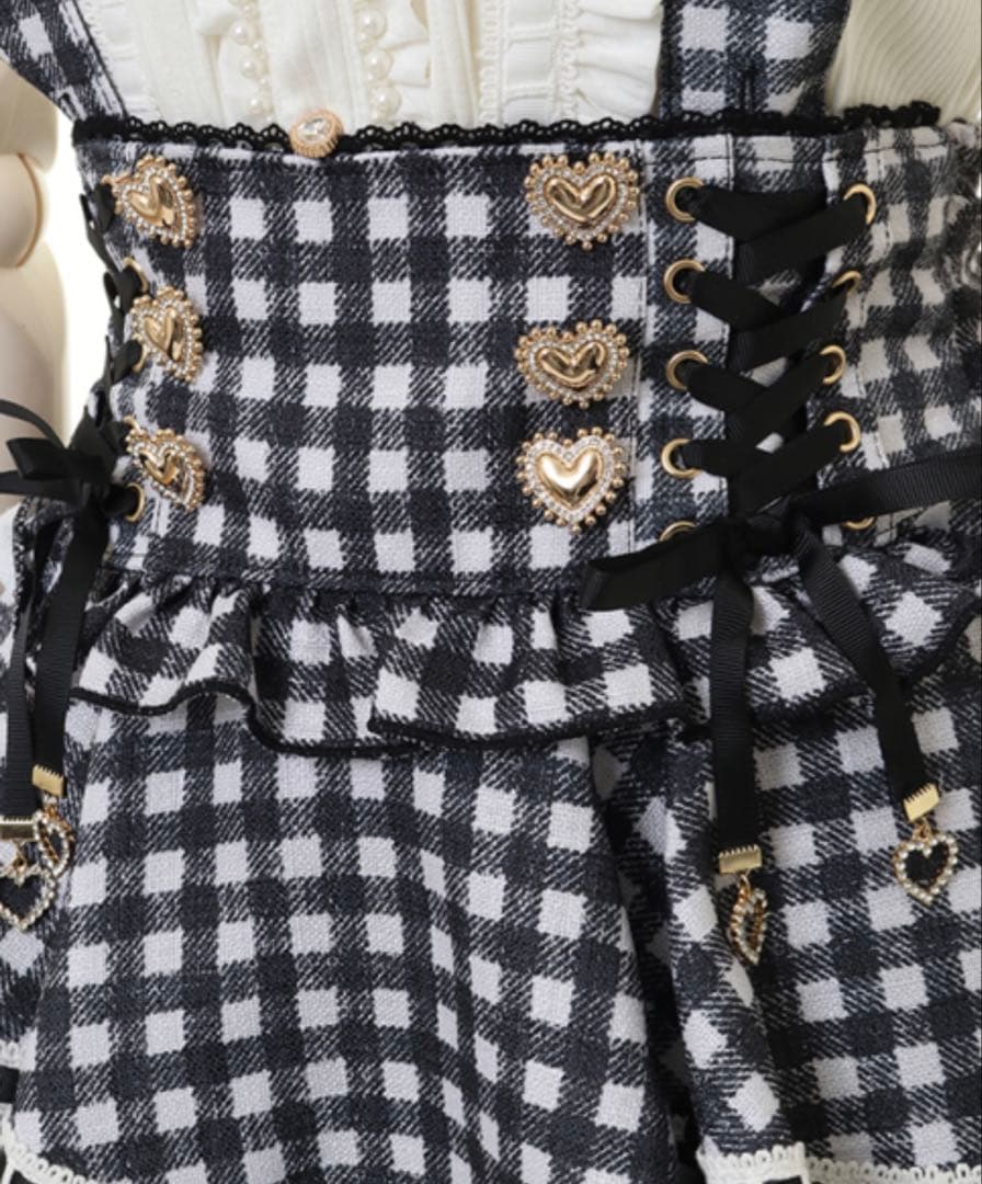 【新品 】 リズリサ はしごリボンギンガムティアードスカパン