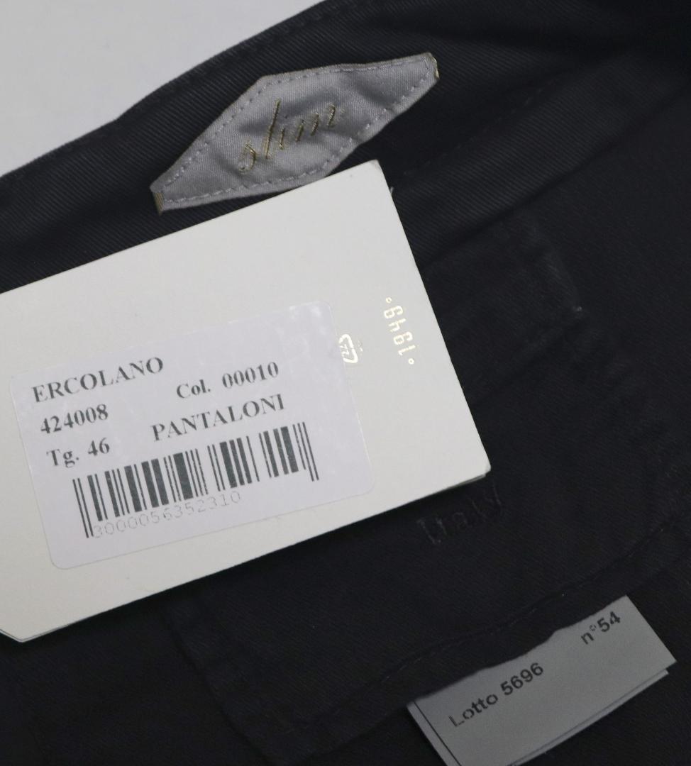 新品訳【ブリリア 1949】ERCOLANO ノープリーツパンツ 黒 46