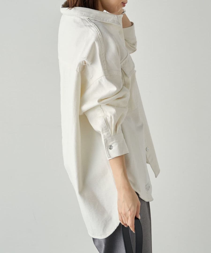 LOUNGEDRESS【Ｓサイズ登場！】ダメージデニムシャツ オフホワイト