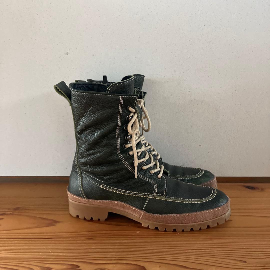 kushitani ダークグリーン レザー ハイカットブーツ26cm
