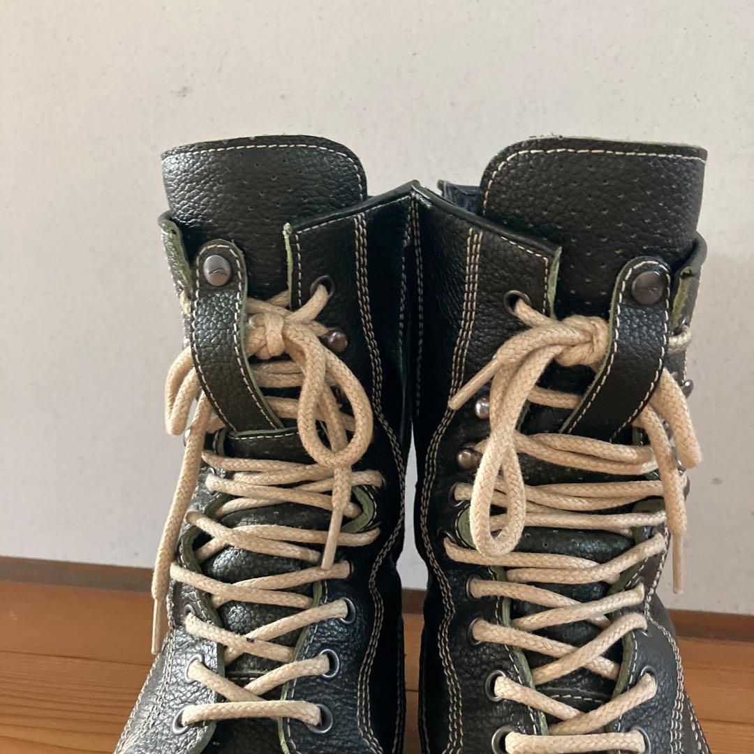 kushitani ダークグリーン レザー ハイカットブーツ26cm