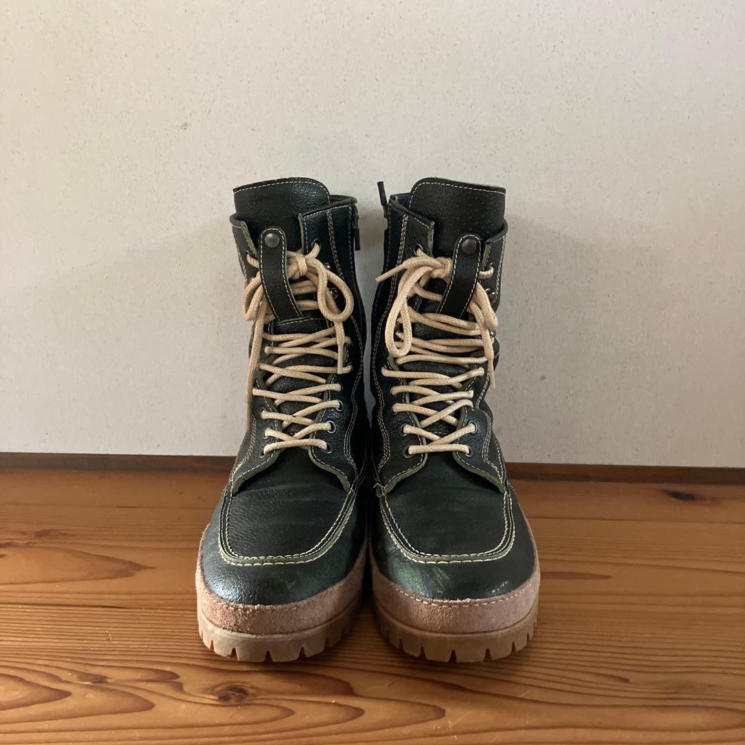 kushitani ダークグリーン レザー ハイカットブーツ26cm