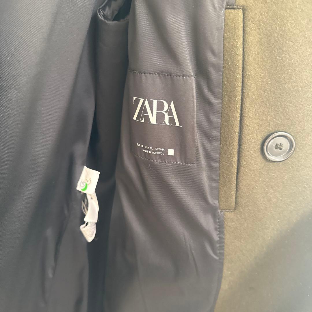 【匿名配送】ZARA メンズ　ダブルブレストコート　モスグリーン