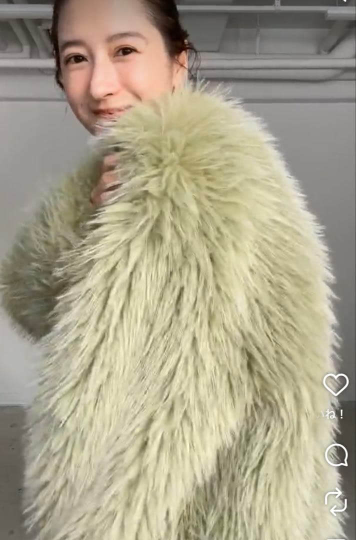 【新品】CLANE VOLUME ECO FUR COAT ファー　グリーン 1