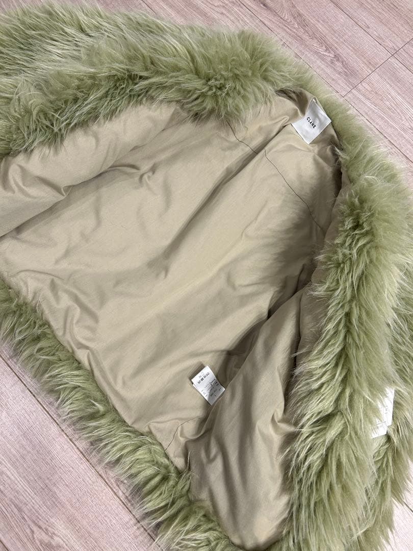 【新品】CLANE VOLUME ECO FUR COAT ファー　グリーン 1
