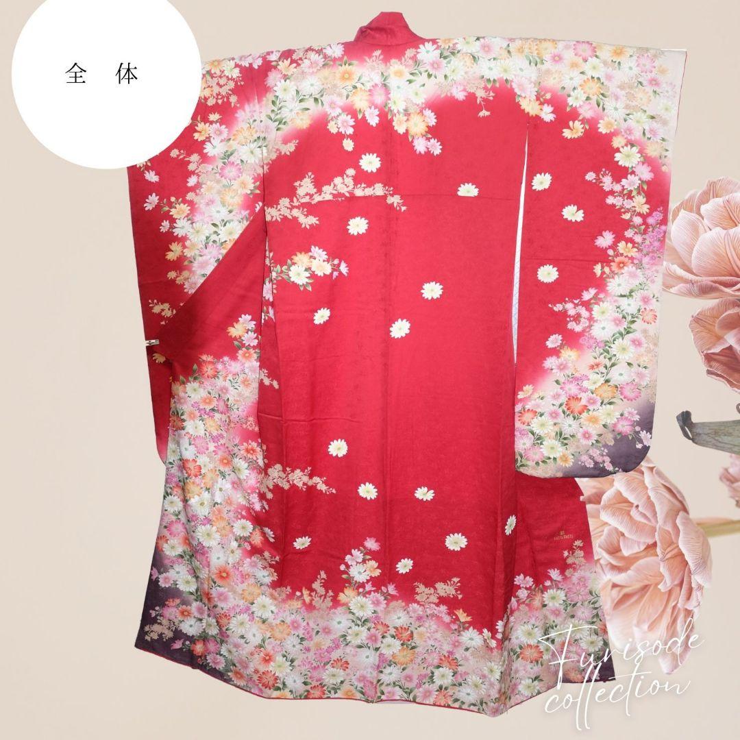 振袖フルセット　レッド　豪華花柄　成人式　卒業式