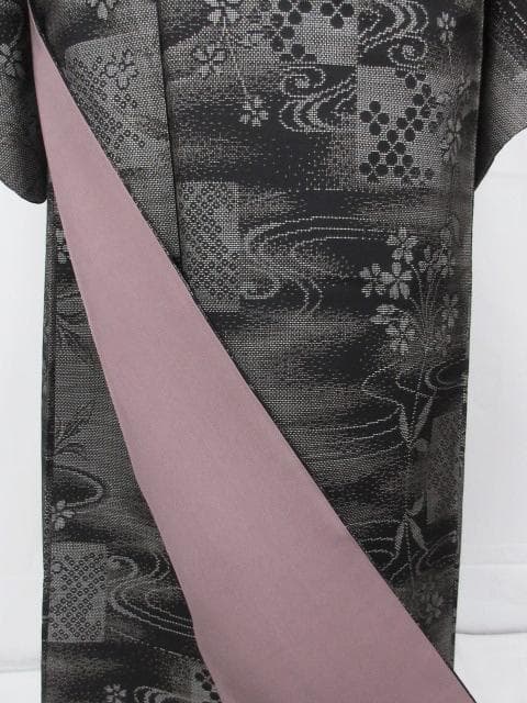 未着用に近い！純泥染＊７マルキ＊本場大島紬＊窪田織物＊着物＊１６５ｃｍ＊裄６６