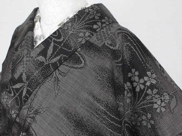 未着用に近い！純泥染＊７マルキ＊本場大島紬＊窪田織物＊着物＊１６５ｃｍ＊裄６６