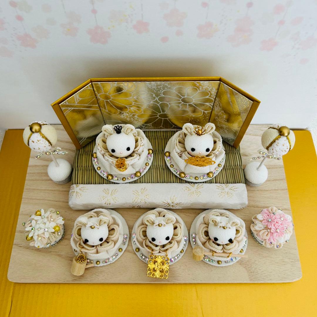 Rkmn様　ハンドメイド　雛人形　お雛様　リバティ　つまみ細工　おしゃれ　うさぎ