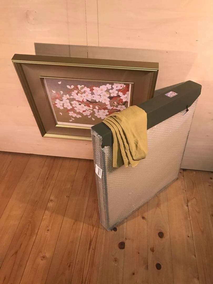 森田りえ子　「桜花」　シルクスクリーン　直筆サイン・落款・作品証明シール有り