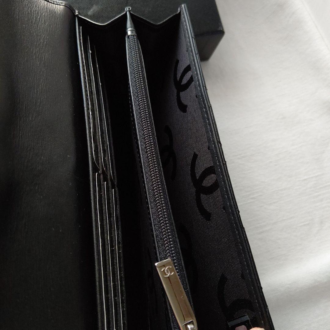 CHANEL カンボンライン 長財布 BLACK×BLACK