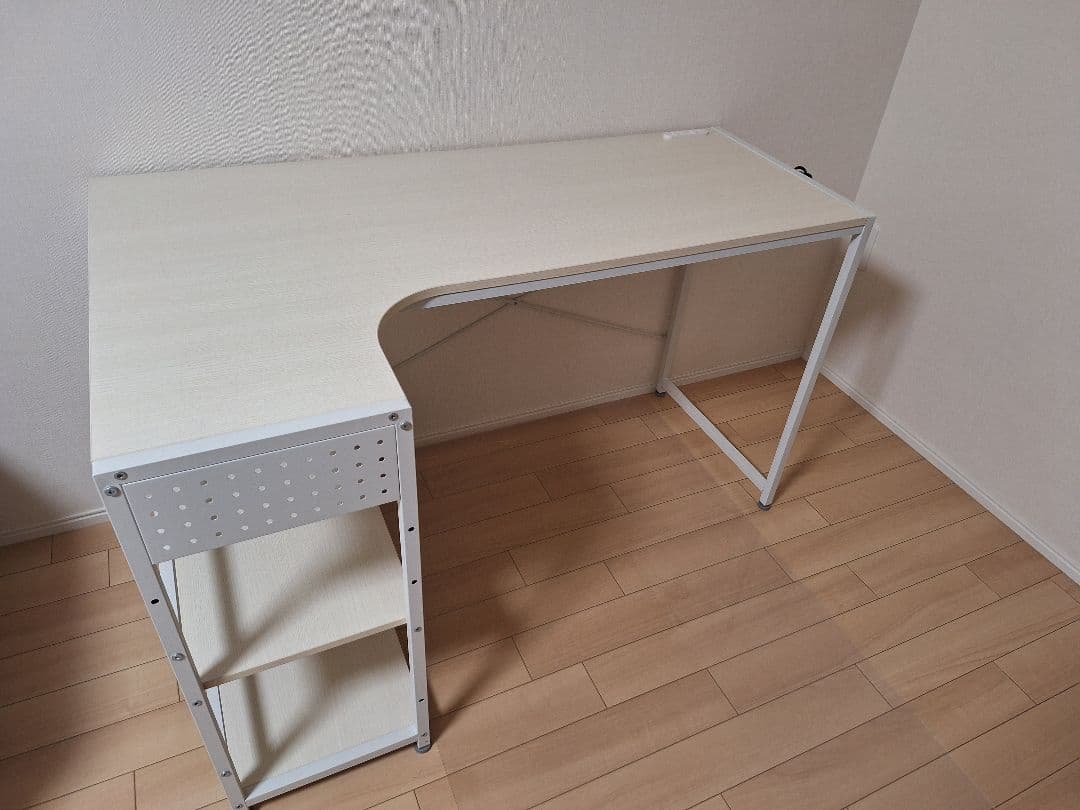 L型コーナーデスク (ZK012 72 WW) ホワイトウォッシュ