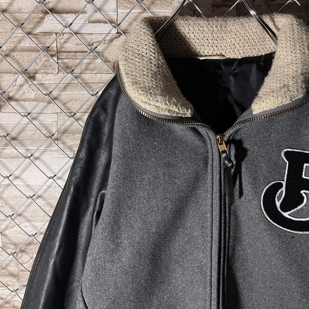 【激レア】BURNOUT 袖レザー　ウール　スタジャン　L takuya∞着用