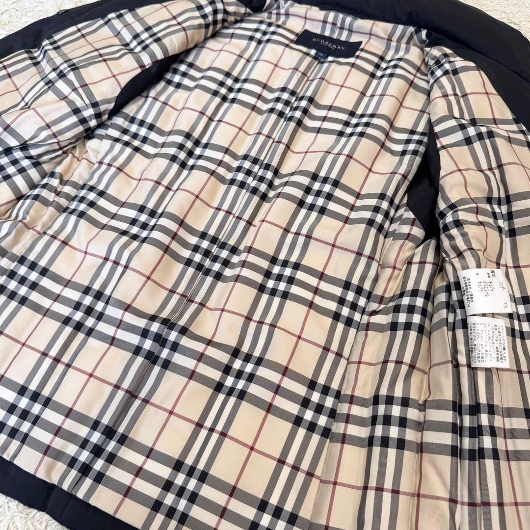 美品　バーバリーロンドン　ダウンベスト　ノバチェック　フード　ブラック　Mサイズ