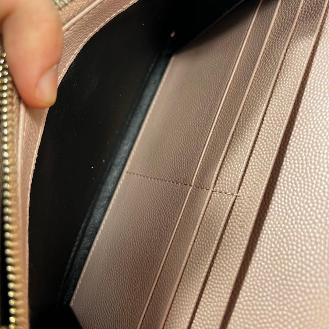 Saint Laurent カサンドラ 長財布 ピンクベージュ キャビアスキン