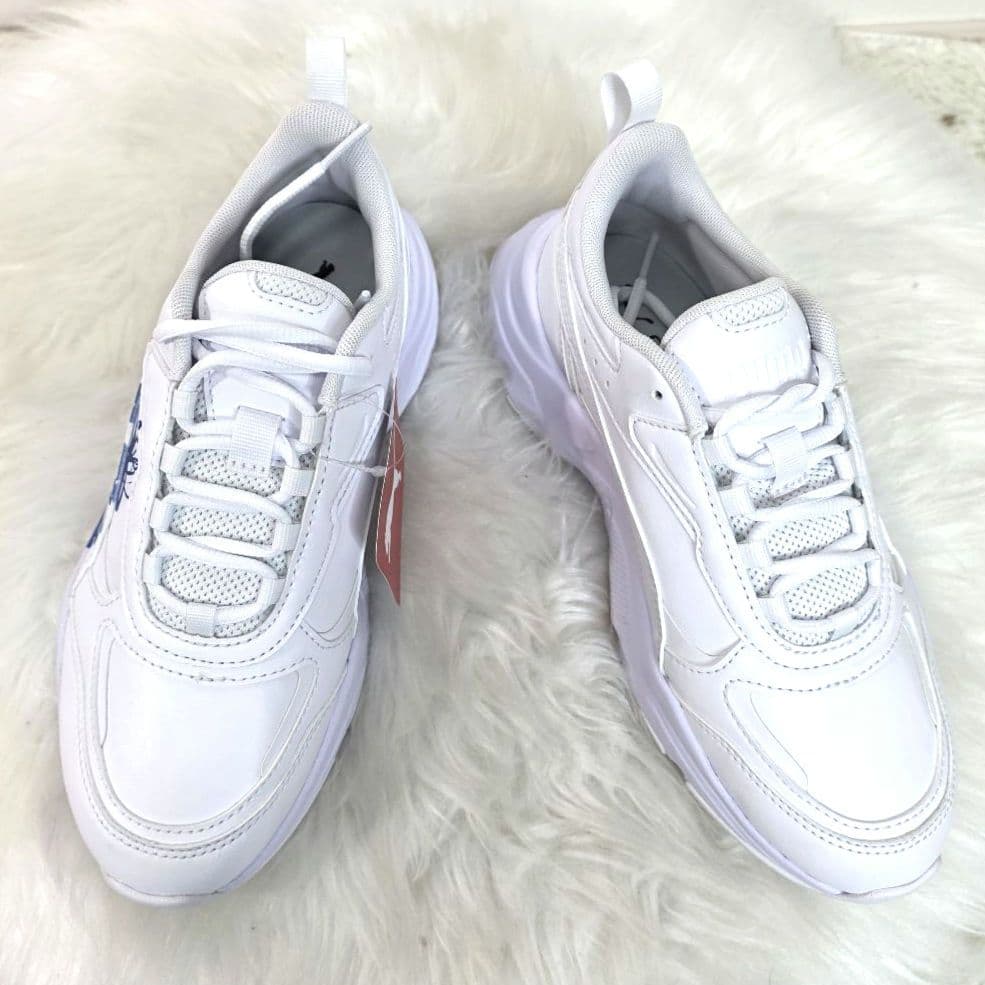 プーマ　カシーア グラフィック　ブルー　フラワ　ホワイト　厚底　スニーカー　23