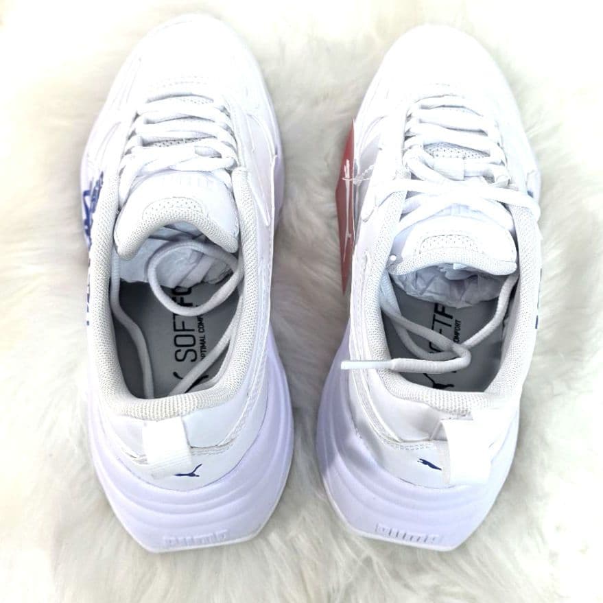 プーマ　カシーア グラフィック　ブルー　フラワ　ホワイト　厚底　スニーカー　23