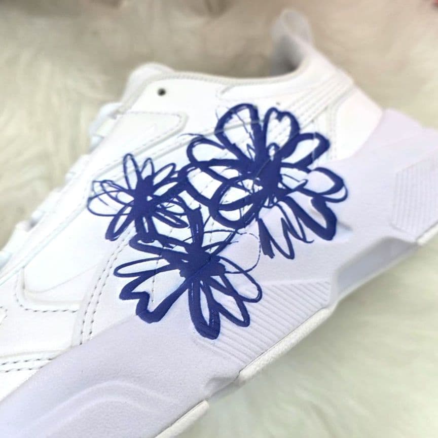 プーマ　カシーア グラフィック　ブルー　フラワ　ホワイト　厚底　スニーカー　23