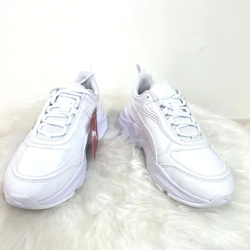 プーマ　カシーア グラフィック　ブルー　フラワ　ホワイト　厚底　スニーカー　23