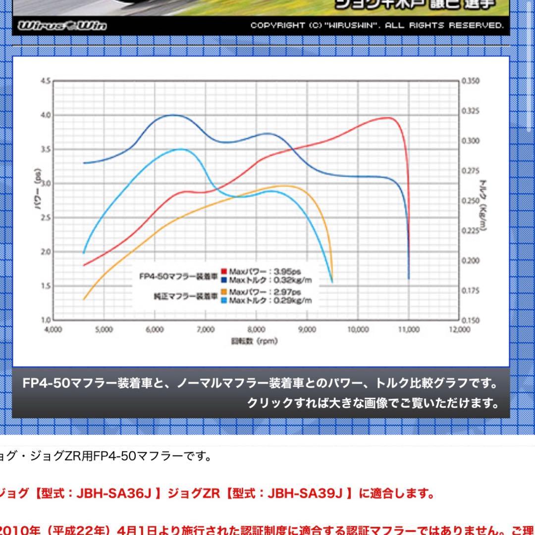 ジョグ　ウィルズウィン　fp4-50 マフラー　sa39j sa36j