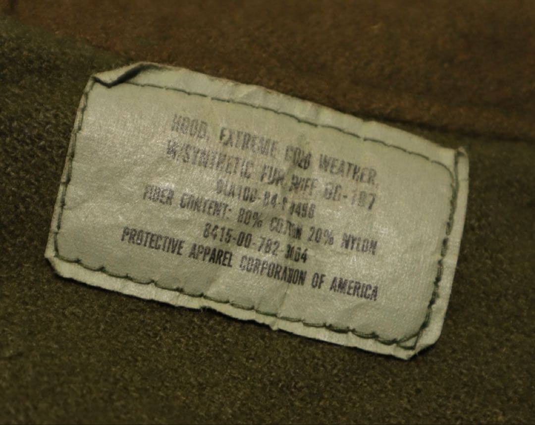 ステンシル入り 米軍実物 M-65 フィッシュテール用 フード 1984年