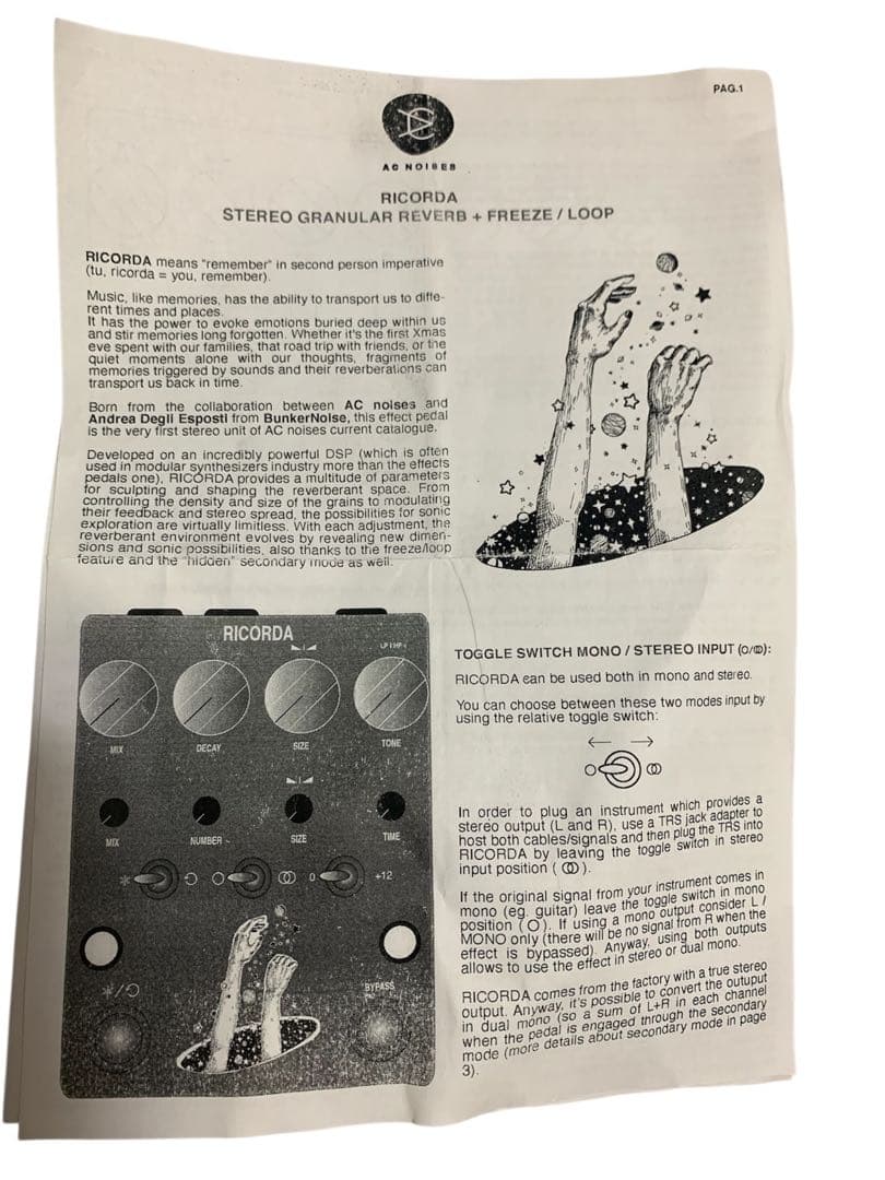AC NOISE RICORDA グラニュラーループ、エフェクターペダル