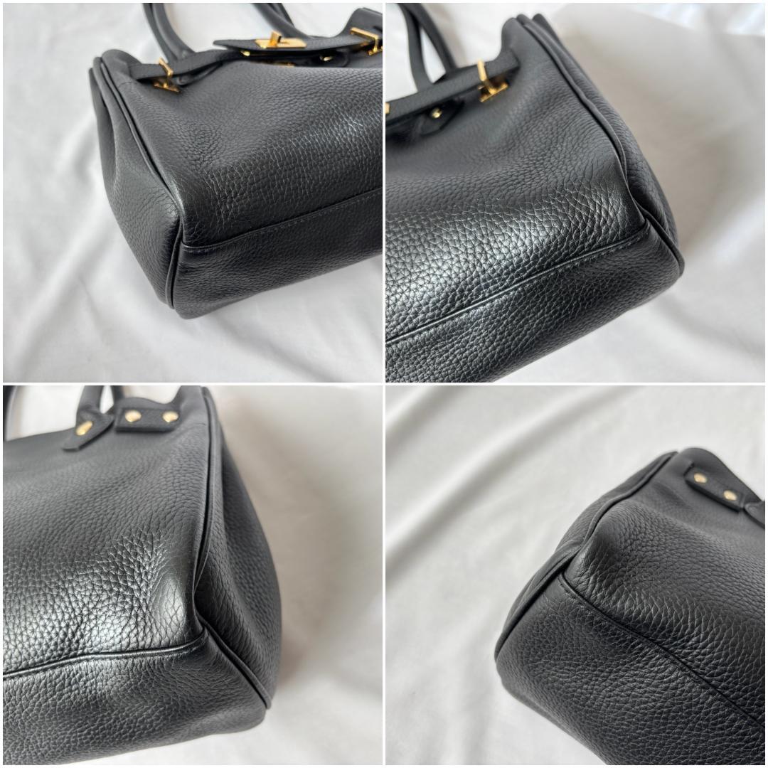 極美品 シータパランティカ レザー トートバッグ シボ革 上品コーデ ブラック