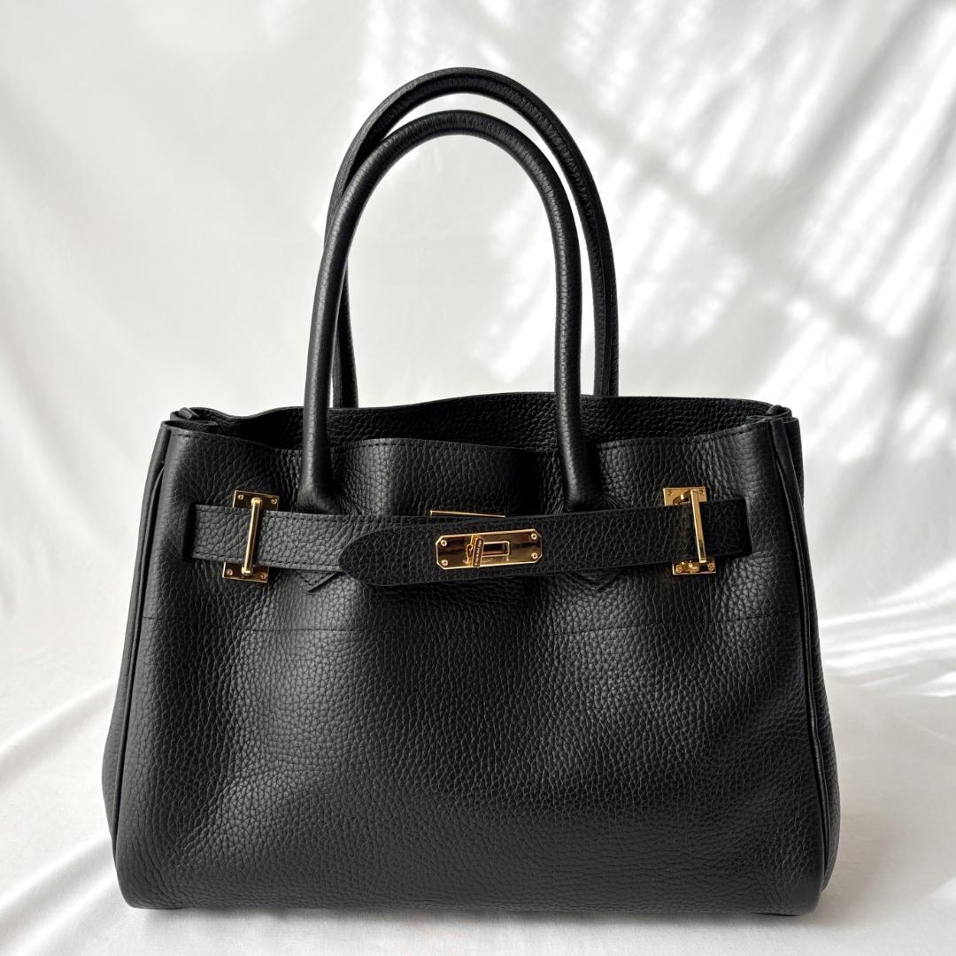 極美品 シータパランティカ レザー トートバッグ シボ革 上品コーデ ブラック