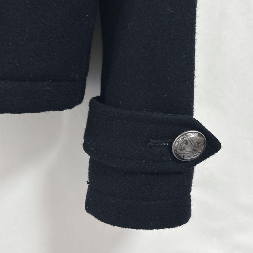 【PPFM】ナポレオンジャケット(M)フード・ラクーンファー付　黒　ウールコート