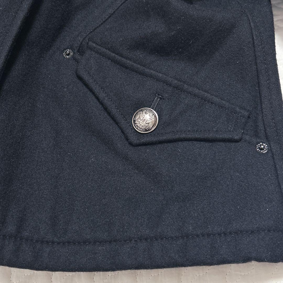 【PPFM】ナポレオンジャケット(M)フード・ラクーンファー付　黒　ウールコート