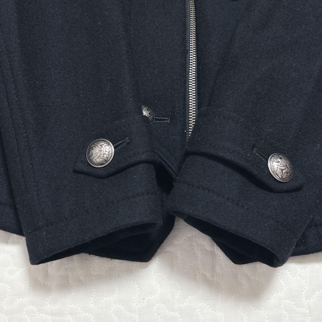 【PPFM】ナポレオンジャケット(M)フード・ラクーンファー付　黒　ウールコート