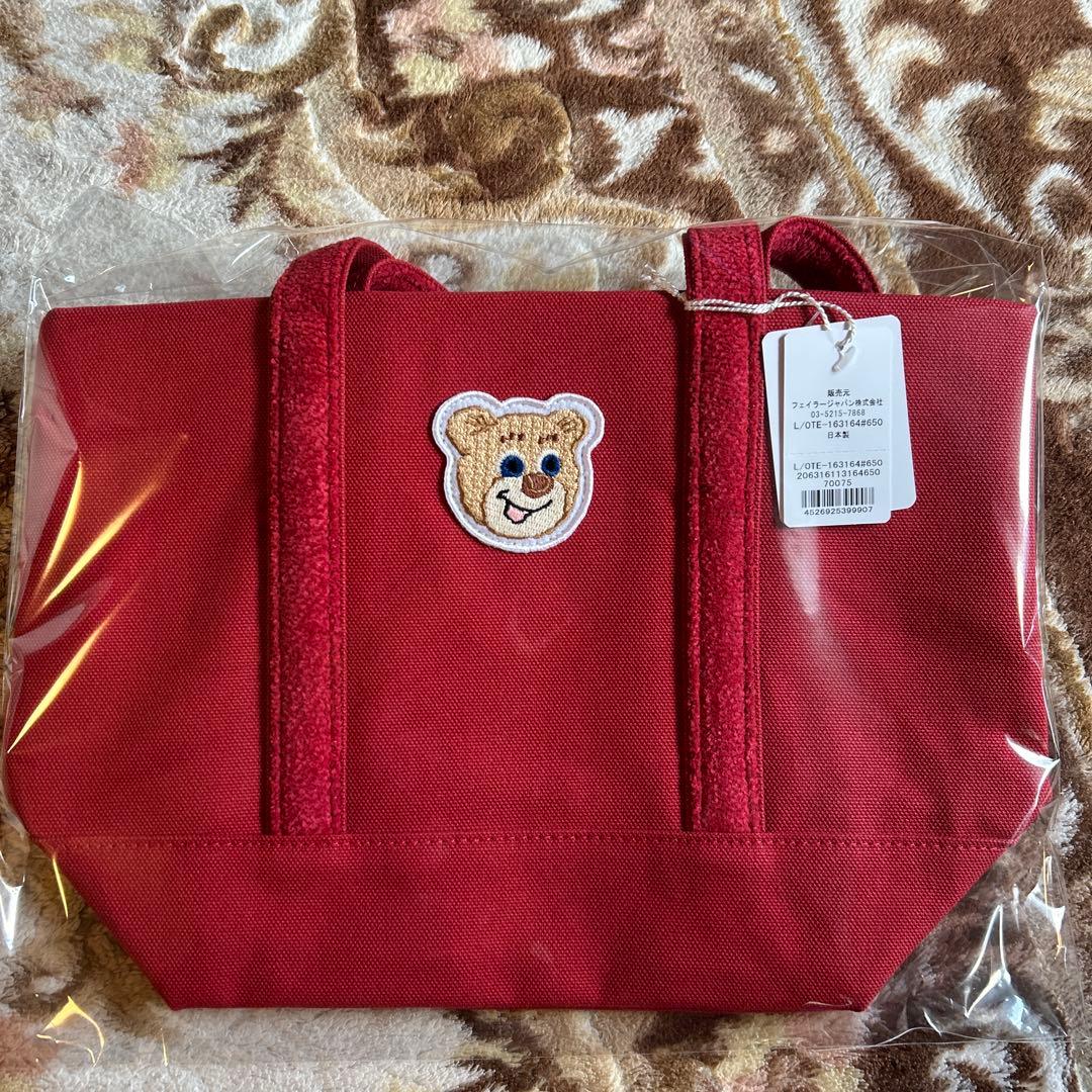 ラブラリーバイフェイラー　ワッペントートバッグ　オールドテディ　ワイン