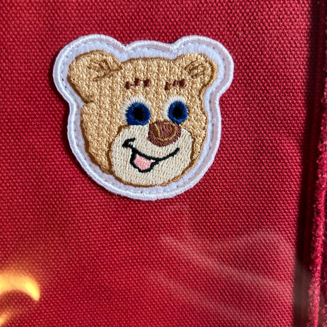 ラブラリーバイフェイラー　ワッペントートバッグ　オールドテディ　ワイン