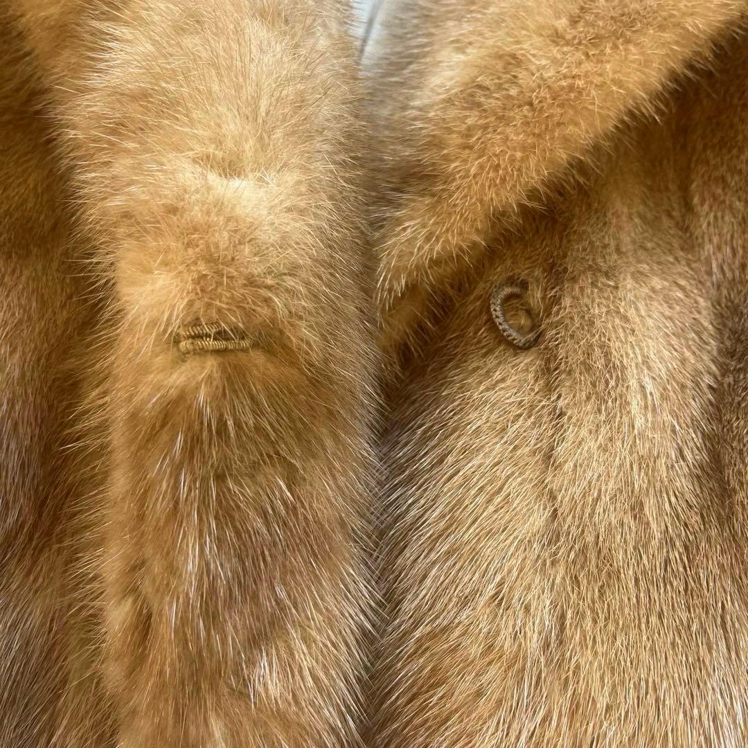 リアルファー　ミンク　コート　高級　S美品　キャメル色