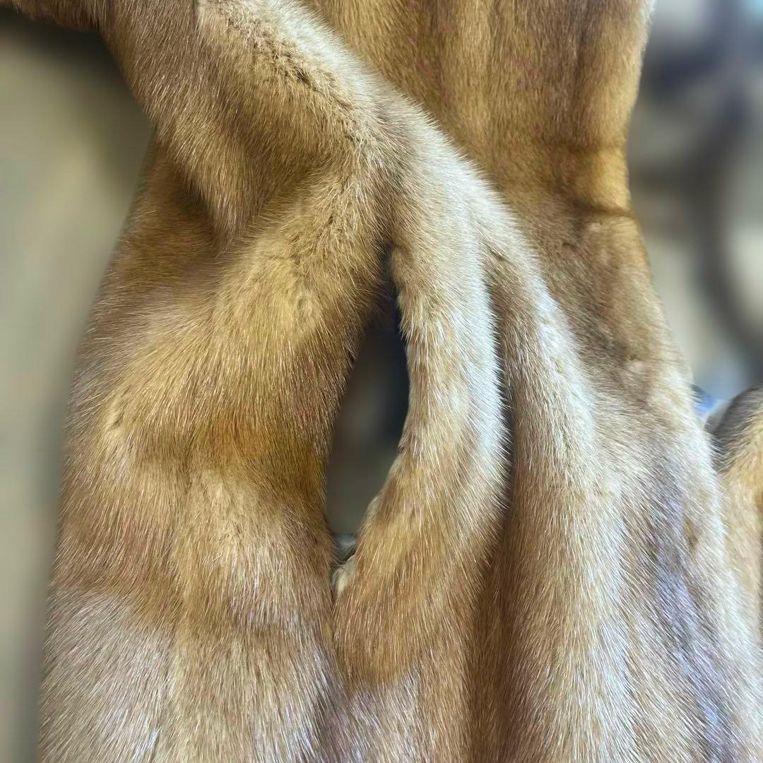 リアルファー　ミンク　コート　高級　S美品　キャメル色