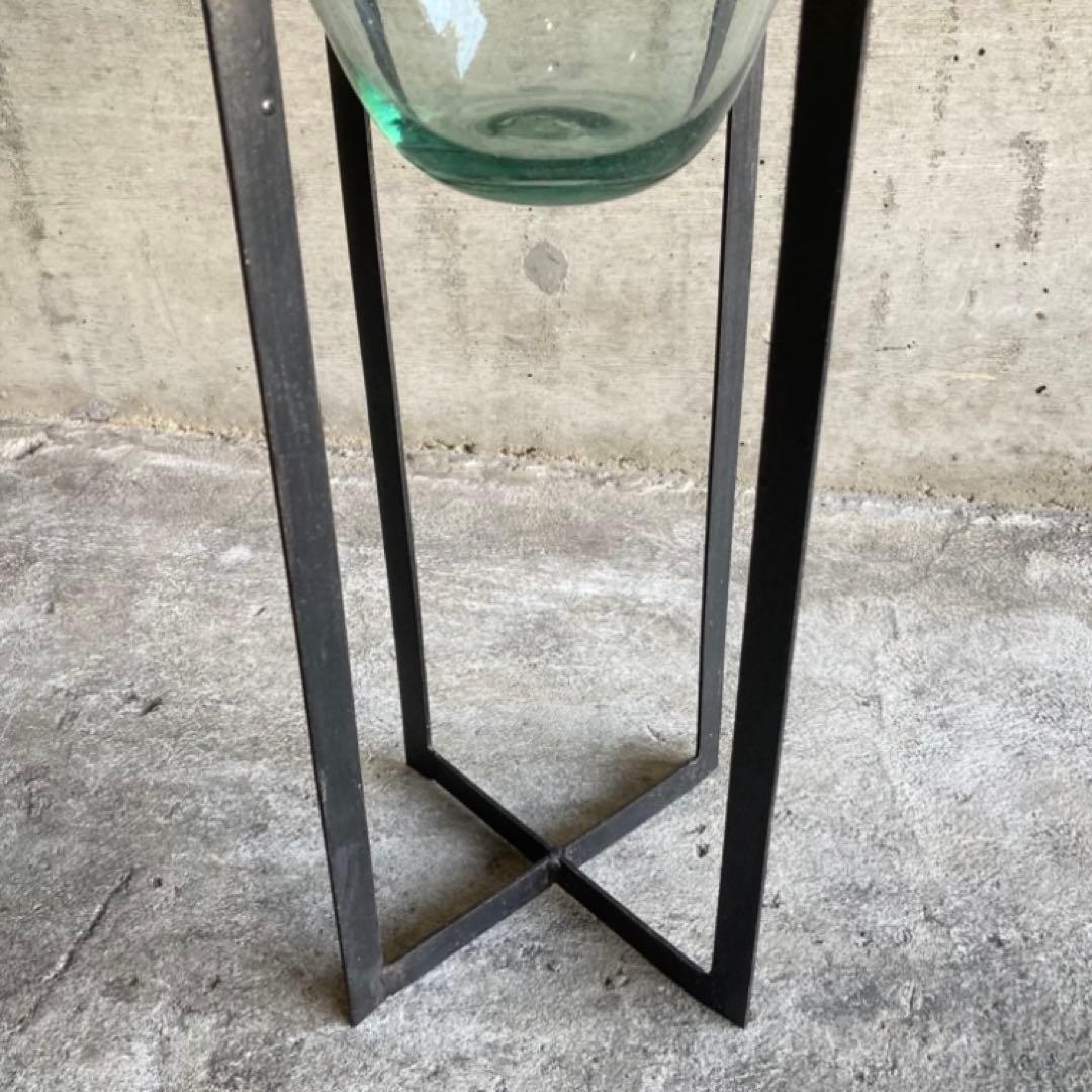 置物 オブジェ 花器 鉢 水盤 ガラス アイアン スタンド 台付 脚付き レトロ